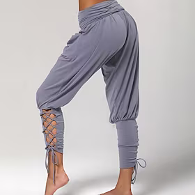 kvinners haremsbukser fukttransporterende høy midje yoga fitness treningsstudio trening løping bloomers cropped bukser hvit svart grå vintersport aktivtøy stre