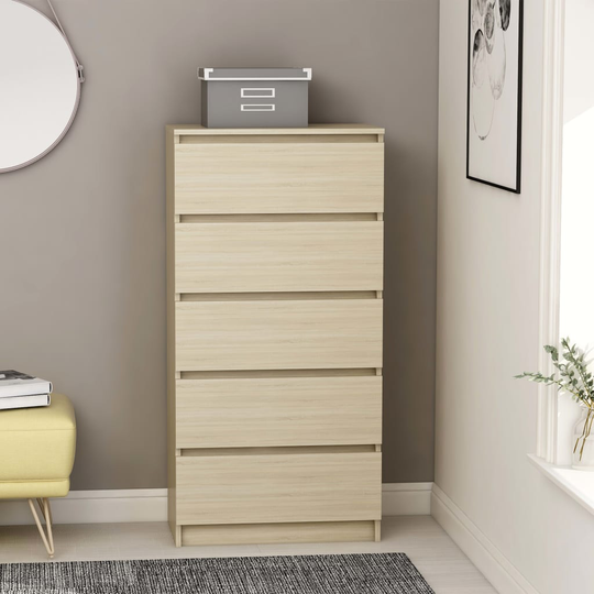 vidaXL kommode 60x35x121 cm konstrueret træ sonoma-eg