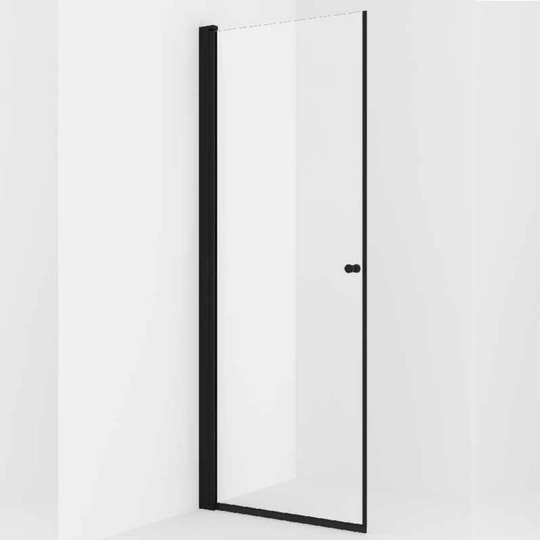 Vikingbad Liam Dusjdør Rett H195cm Svart Matt / Klart Glass 90cm