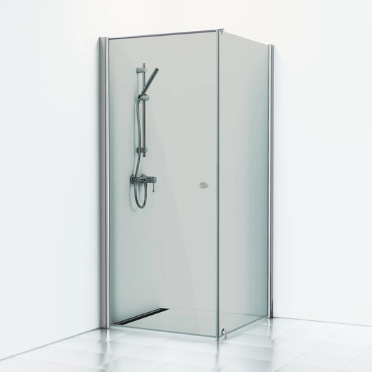 Svedbergs Skoga Dusjhjørne Kombi (Vegg+dør) - Røkfarget Glass Matt Aluminium / 103x80cm