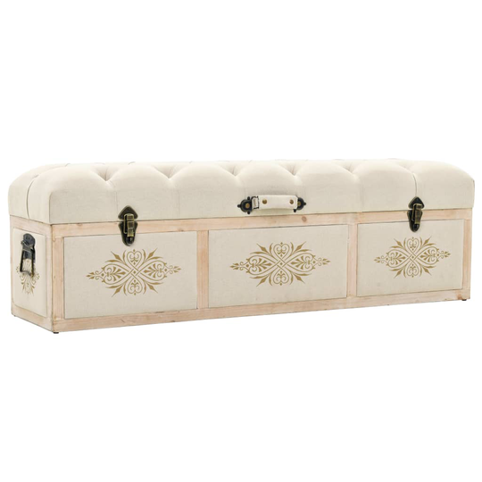 vidaXL opbevaringsbænk massivt træ og stof 120 x 30 x 38 cm