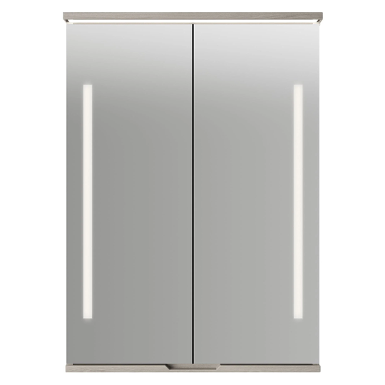 Linn Bad Sogn Speilskap med Integrert Belysning og Stikk Lys eik / 60cm