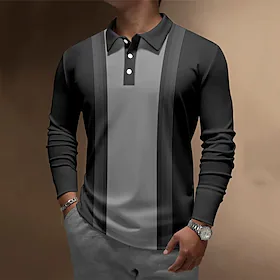Herre POLO T-skjorte Golf skjorte Stripet Grafiske trykk Aftæpning Svart utendørs Gate Langermet Knapp ned Trykt mønster Klær Mote Gatemote Designer Myk