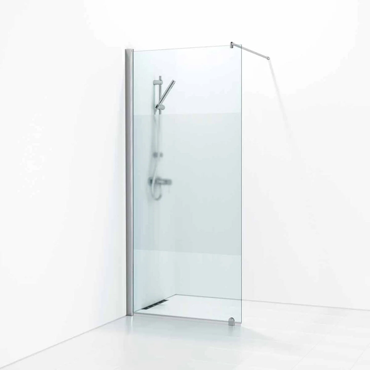 Svedbergs Skoga Dusjvegg Rett (Walk-in) Krom / 80cm Halvfrostet Glass