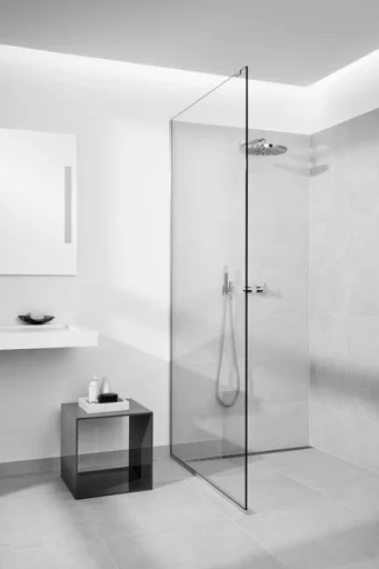 Unidrain Glassline Dusjvegg, 80 cm, Klart glass - Ekskl. gulvmodul