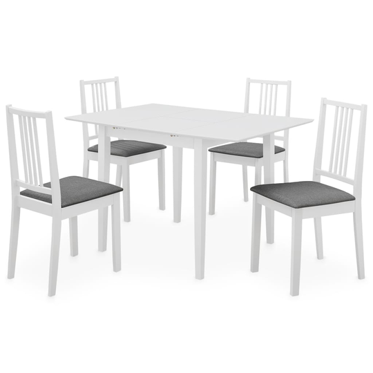 vidaXL spisebordssæt 5 dele MDF hvid