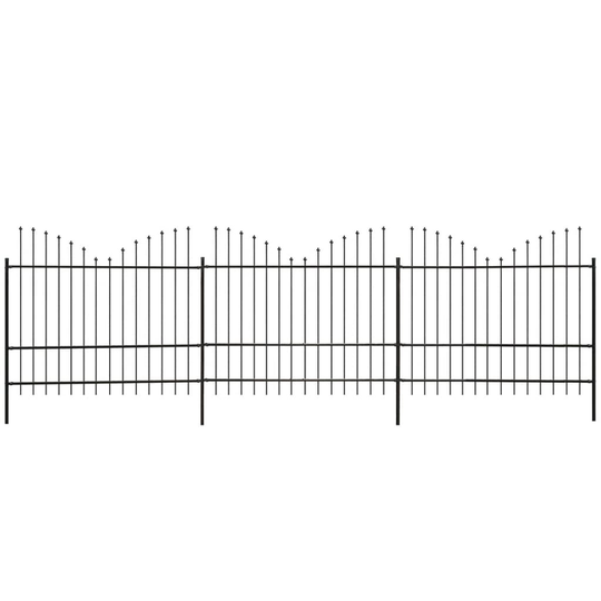 vidaXL havehegn med spydtop inverteret (1,75-2) x 6 m stål sort