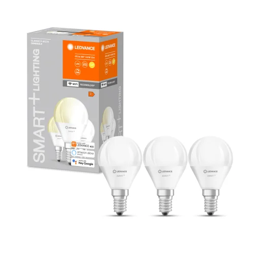 Ledvance Smart+ lyskilde, krone, 5W, 2700K, E14, WiFi, matt, 3 stk.