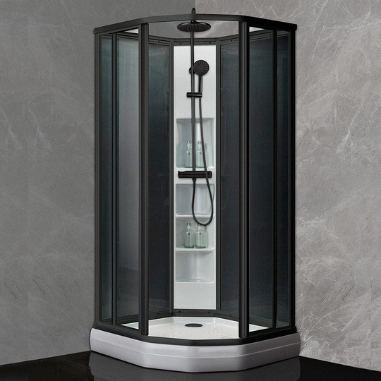 Sanipro Dusjkabinett Svart Classic - Sotet Bakvegger / 90x90cm Plus