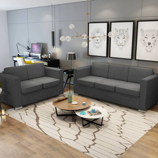 vidaXL sofasæt i to dele stof mørkegrå