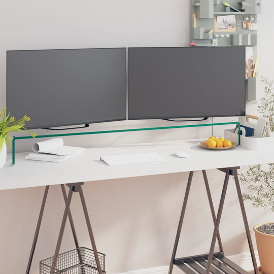 vidaXL TV-stander/monitorstand klart glas 120x30x13 cm