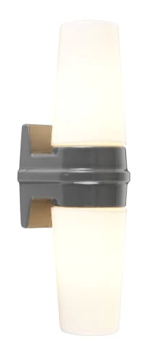 Vegglampe Bernadotte, dobbel, E14, grå, IP44