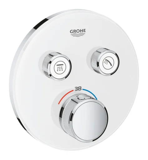 Grohe Grohtherm SmartControl Innebyggetbatteri m/Termostat, 2 uttak, Hvit