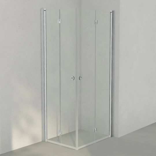 INR Iconic Nordic Rooms Dusjhjørne Linc Angel Flex Original Matt Aluminium / 70x90cm Klart Glass