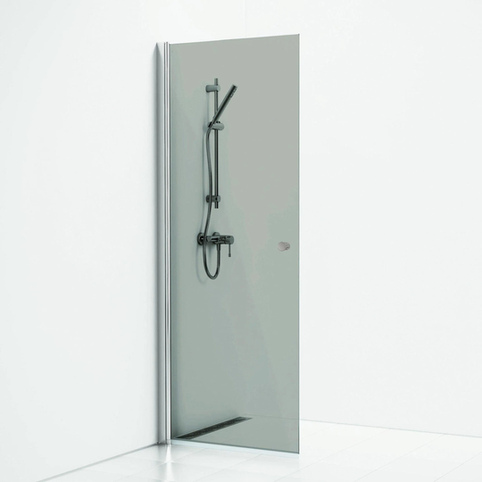 Svedbergs Skoga Dusjnisje Rett Enkel Matt Aluminium / 70cm Røkfarget Glass