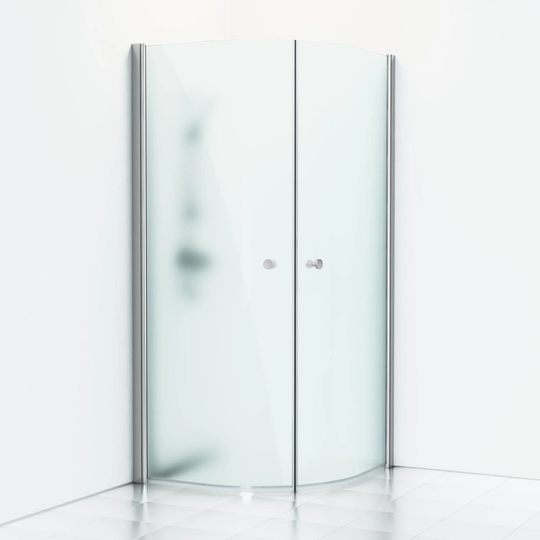Svedbergs Skoga Dusjhjørne Buet Matt Aluminium / 80x100cm Frostet Glass