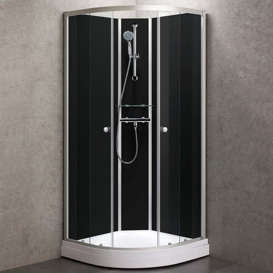 Sanipro Dusjkabinett Nobel - Svarte/hvite Bakvegger 90x90cm / Uten Termostat Svart Glass