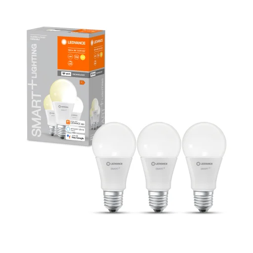 Ledvance Smart+ Classic lyskilde, 9,5W, 2700K, E27, WiFi, matt, 3 stk.