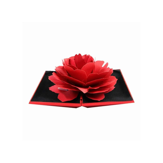 Ringæske med 3D Rose i papir - Rød
