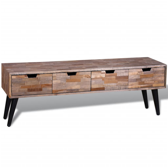 vidaXL TV-skab med 4 skuffer genanvendt teaktræ