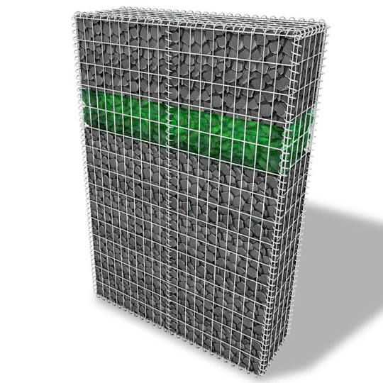 vidaXL gabionvæg med glassten LED-lampe 100 x 30 x 150 cm
