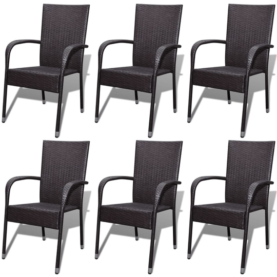 vidaXL havestole 6 stk. polyrattan brun
