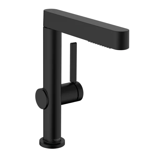Hansgrohe Finoris 230 servantbatteri, uttrekkbar tut, matt sort