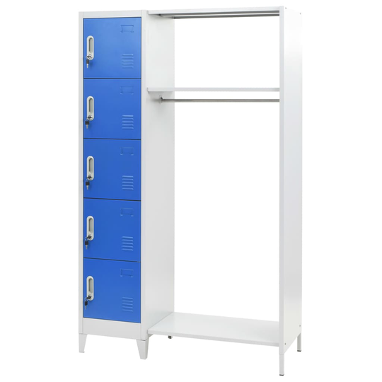 vidaXL skab med bøjlestang blå og grå 110 x 45 x 180 cm metal