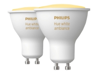 Philips Hue White ambiance - LED-spot lyspære - GU10 - 4.3 W (tilsvarende 35 W) - klasse G - varmt til køligt hvidt lys - 2200-6500 K (pakke med 2)