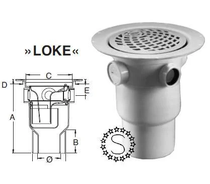 Purus komplett sluk t/Vinyl 75/110 mm.
