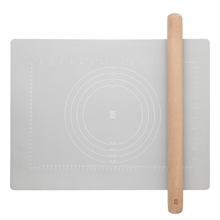 BAKE-IT Kagerulle og Bagemåtte light grey