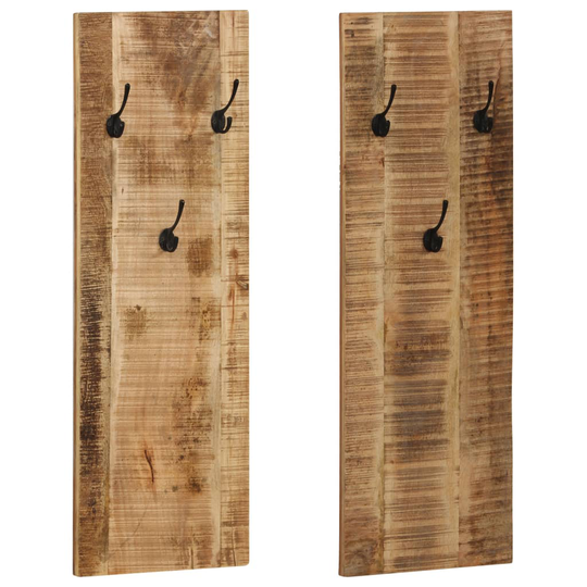 vidaXL vægmonteret knagerækker 2 stk. massivt mangotræ 36 x 110 x 3 cm
