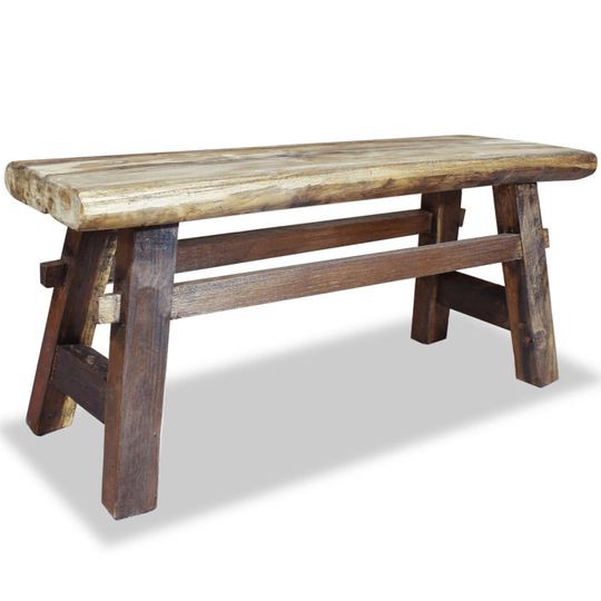 vidaXL bænk i massivt genbrugstræ 100 x 28 x 43 cm