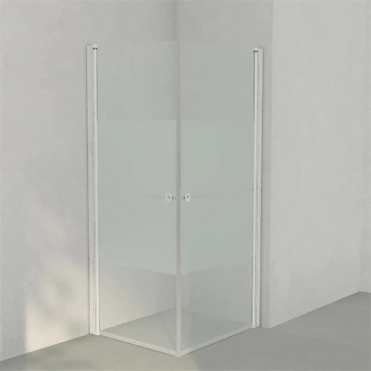 INR Iconic Nordic Rooms Dusjhjørne Linc Angel Original, Frostet/stripe Glass Hvit Matt / 80x90cm Stripe