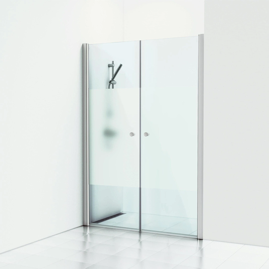 Svedbergs Skoga Dusjnisje Rett Dobbel Matt Aluminium / 158cm Halvfrostet Glass