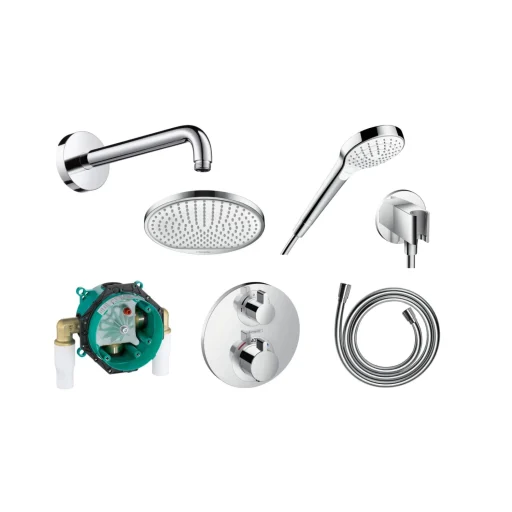 Hansgrohe Ecostat S komplet dusjsystem t/Innbygning, krom