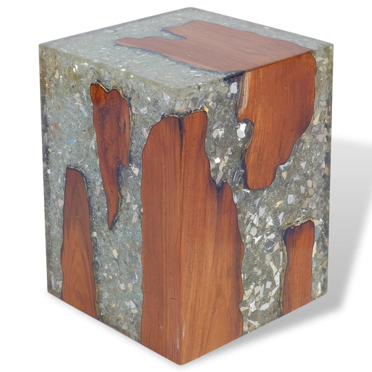 vidaXL taburet massivt teaktræ og resin