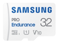 Samsung PRO Endurance MB-MJ32KA - Flashhukommelseskort (microSDHC til SD adapter inkluderet) - 32 GB - Video Class V10 / UHS-I U1 / Class10 - microSDHC UHS-I - hvid