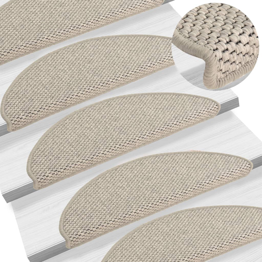 vidaXL selvklæbende trappemåtter 15 stk. 65x25 cm sisal-look gråbrun