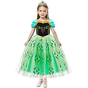 Prinsesse Anna Kjoler Party-kostyme Blomsterpikekjole Jente Film-Cosplay A-linje Merke Grønn Grønn (med tilbehør) Kjole Jul Barnas Dag Nytt År polyester