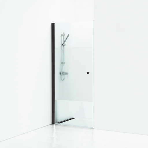 Svedbergs Skoga svingdør 90 cm, halvfrostet glass/matt sort