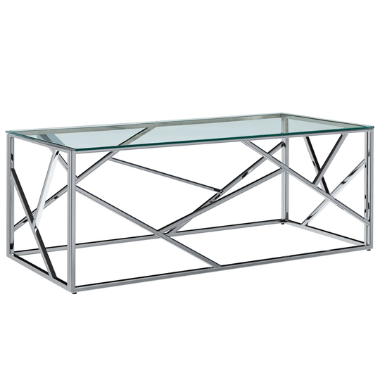 vidaXL sofabord 120 x 60 x 40 cm hærdet glas og rustfrit stål transparent