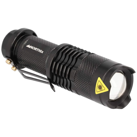 Northix, LED Lommelygte Sort - 300 Lumen