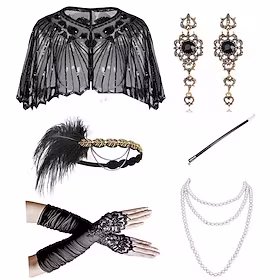 Den store Gatsby Charleston Retro / vintage 1950-tallet 1920-tallet Kappe Party-kostyme Fascinator-hatt Dame Kostume Årgang Cosplay Fest / aften Sjal Maskerade