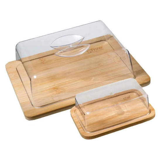 2x Ostekopper med bambusbakker