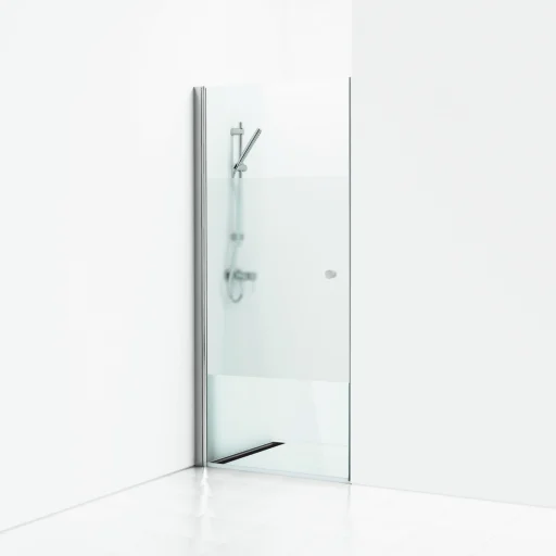 Svedbergs Skoga svingdør 90 cm, halvfrostet glass/blank alu