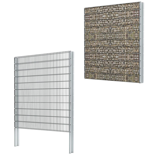 vidaXL 2D gabionhegn galvaniseret stål 2,008x2,23 m 18 m grå