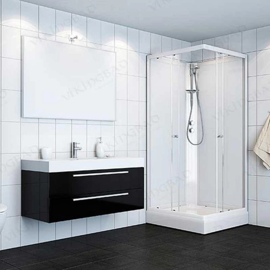 Vikingbad Kiev Lav Dusjkabinett Rett H190cm Hvit Matt / 90x90cm Glass