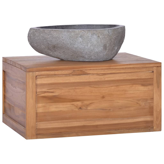 vidaXL væghængt badeværelsesskab 60x45x30 cm massivt teaktræ