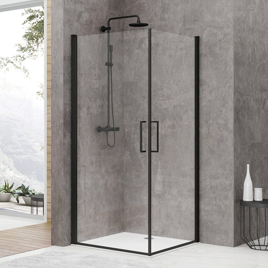Sanipro Town Slagdør - Pris pr stk Svart Matt / 80cm Klart Glass